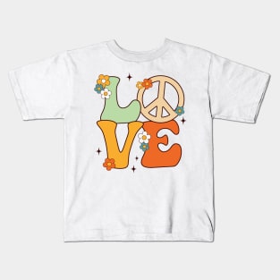 Peace Sign Love 60S 70S Tie Dye Hippie Costume Kids T-Shirt